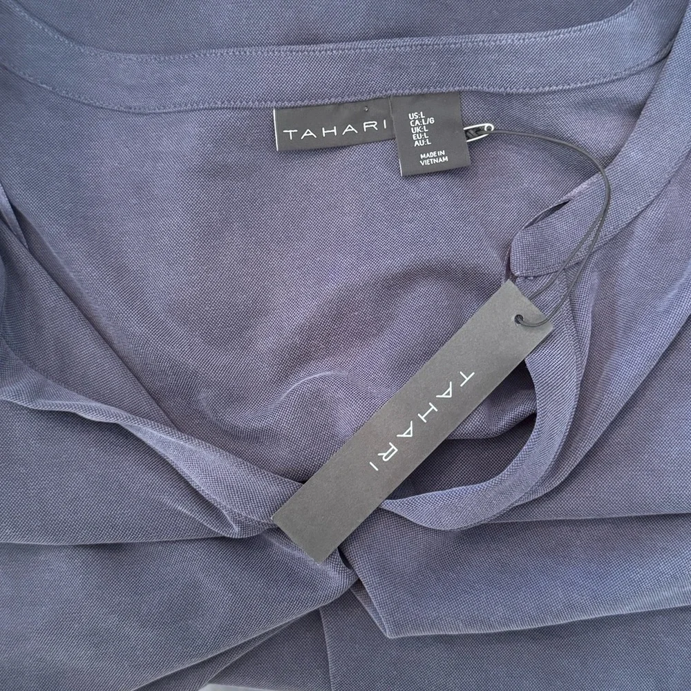 Tahari Short Sleeve Shift Blue Dress - Picture 2 of 5